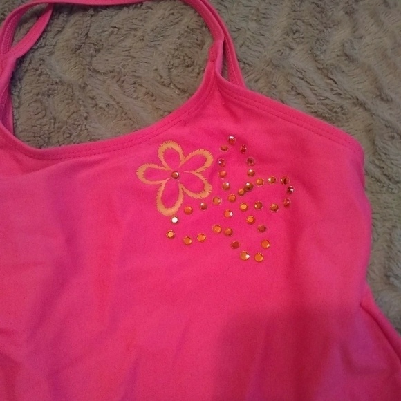 Sand N Sun Swimsuit Girls m 7/8 Pink Rhinestone 90s Y2k Vintage Hawaiian Beach - Picture 3 of 5